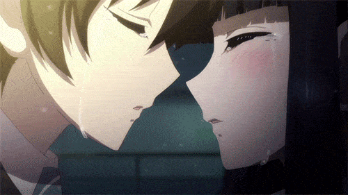Haruki and Kazusa kissing