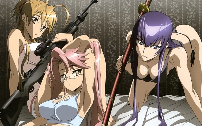 highschool of the dead girls posing sexy