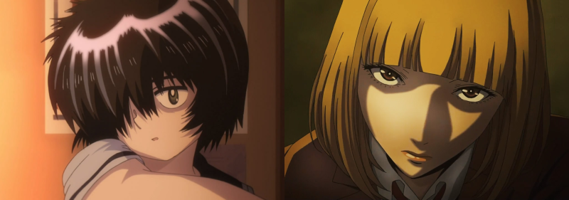 Mikoto Urabe and Hana Midorikawa with shorty hairstyles, Mysterious Girlfriend X and Prison School