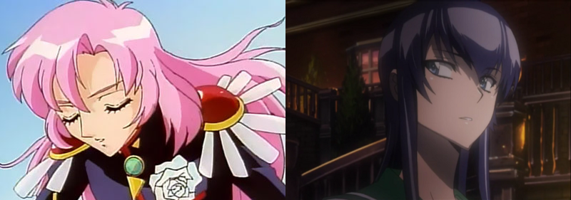 Utena Tenjou and Saeko Busujima with long hairstyles, Revolutionary Girl Utena and Highschool of the Dead