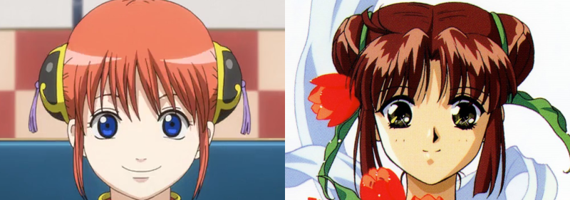 Kagura and Miaka Yuuki with bun hairstyles, Gintama and Fushigi Yuugi