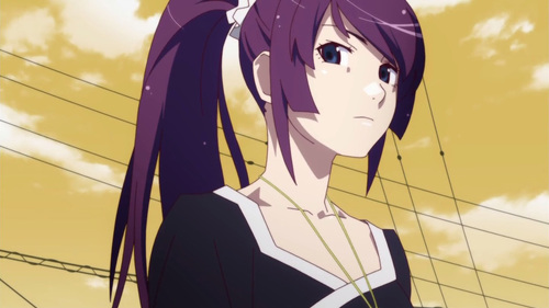 Hitagi Senjougahara with purple ponytail, Monogatari series