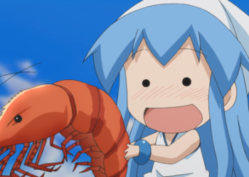 Ika Musume holding prawn, Shinryaku! Ika Musume