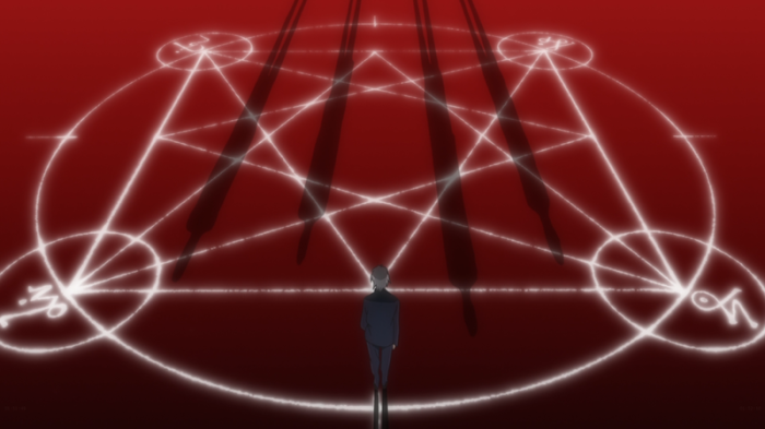 Kaworu Nagisu standing over SEELE sigil, Evangelion 3.0