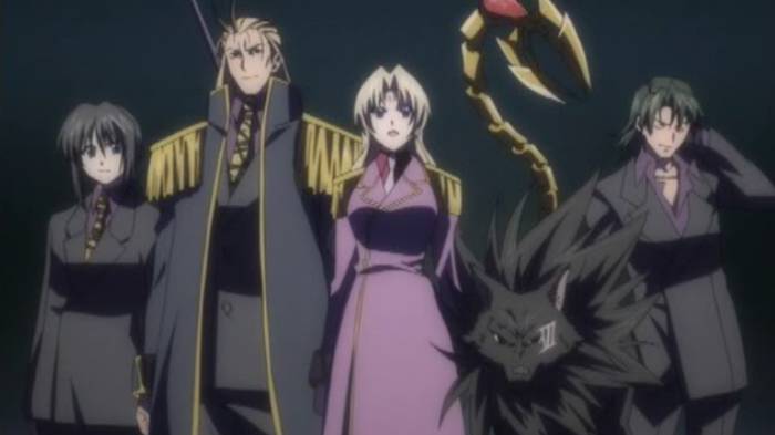 Belze Rochefort, Sephiria Arks, and Anubis striking a pose, Chronos, Black Cat