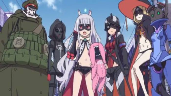 Kate Hoshimiya, Itsuka Shikabane, and Goru Skikabane standing, World Conquest Zvezda Plot