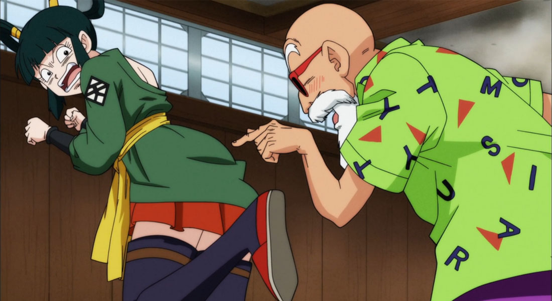 Master Roshi bothering poor Yuri, Master Roshi, Yurin, Dragon Ball Super