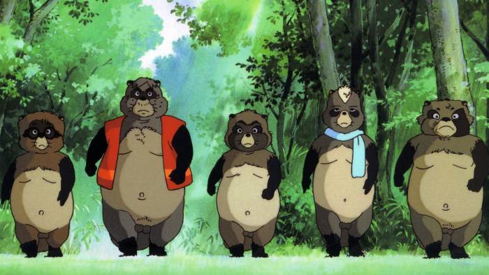 Okiyo Shoukichi and Tamasaburou walking through forest, Okiyo, Shoukichi, Tamasaburou, Heisei Tanuki Gassen Ponpoko